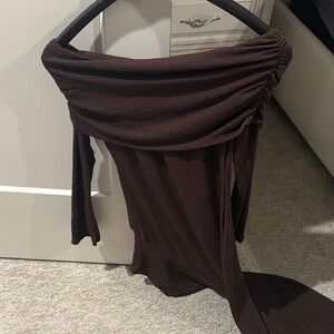 SHEIN Off-Shoulder Brown Dress